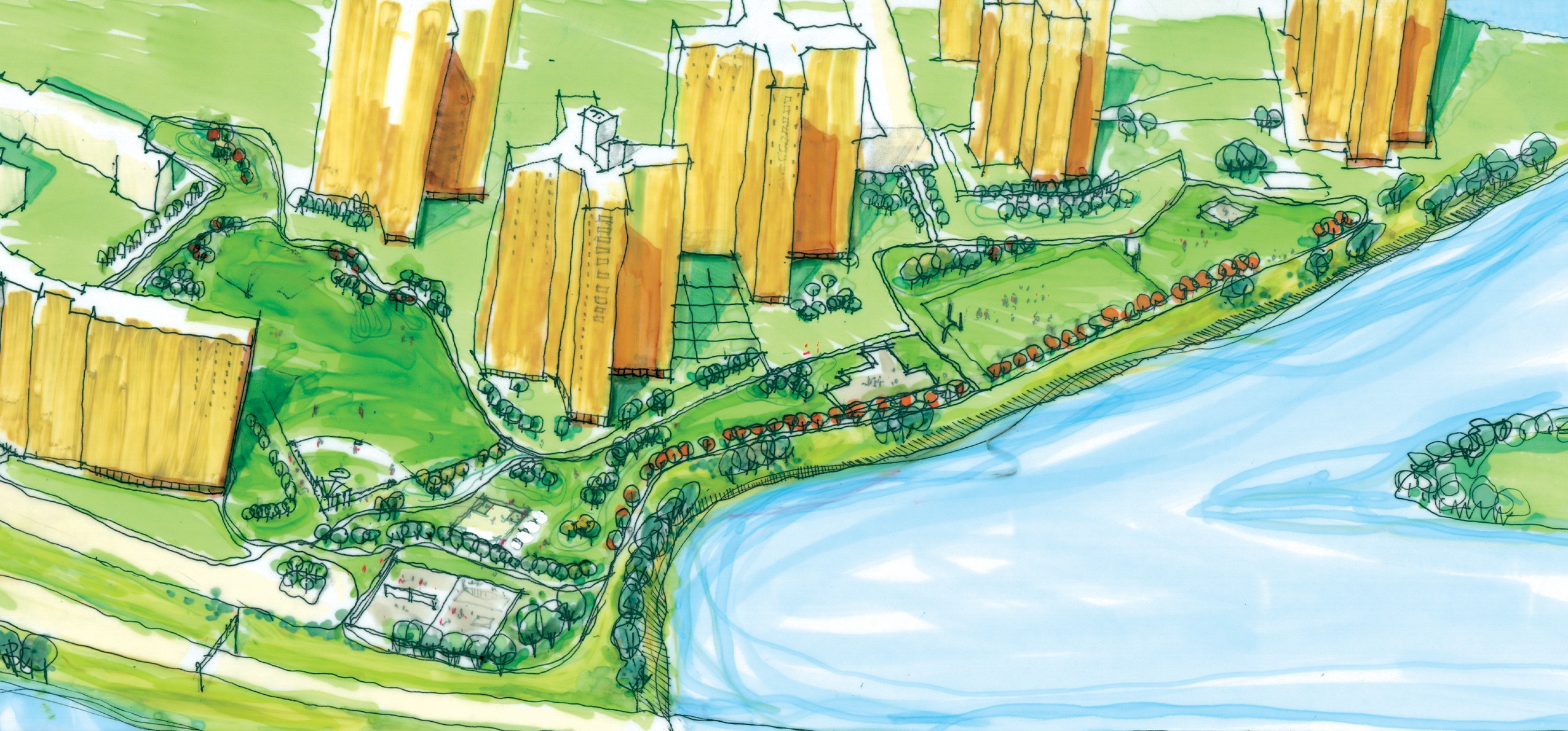 aerial drawing of Co-op City Greenways