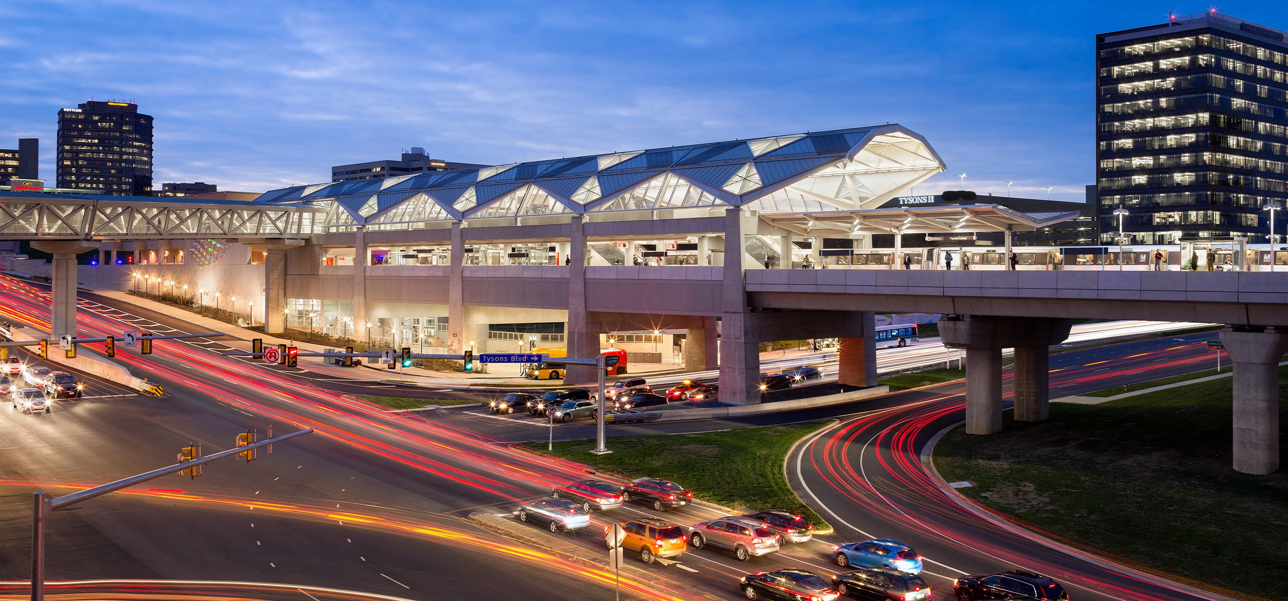 METRO Silver Line Extension at dusk