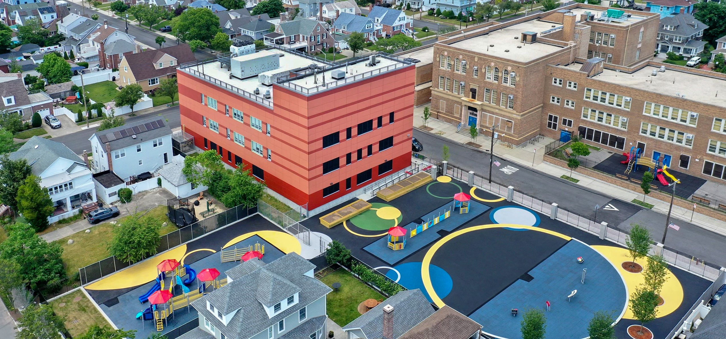 New PS 256Q school with red paneling